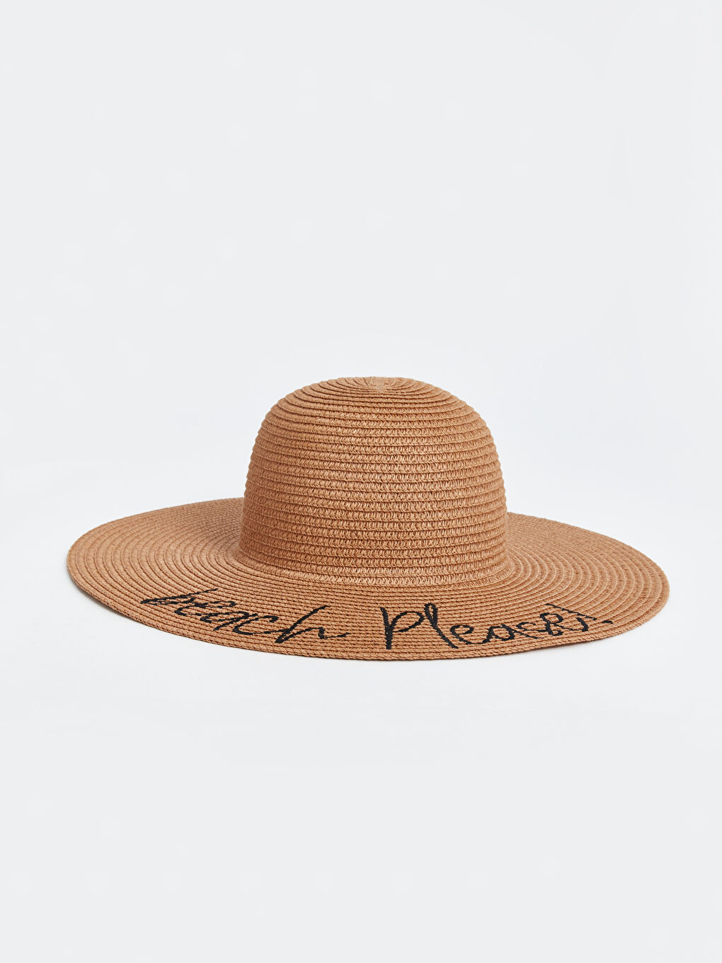 Kahverengi Nakışlı Kadın Hasır Fötr Şapka