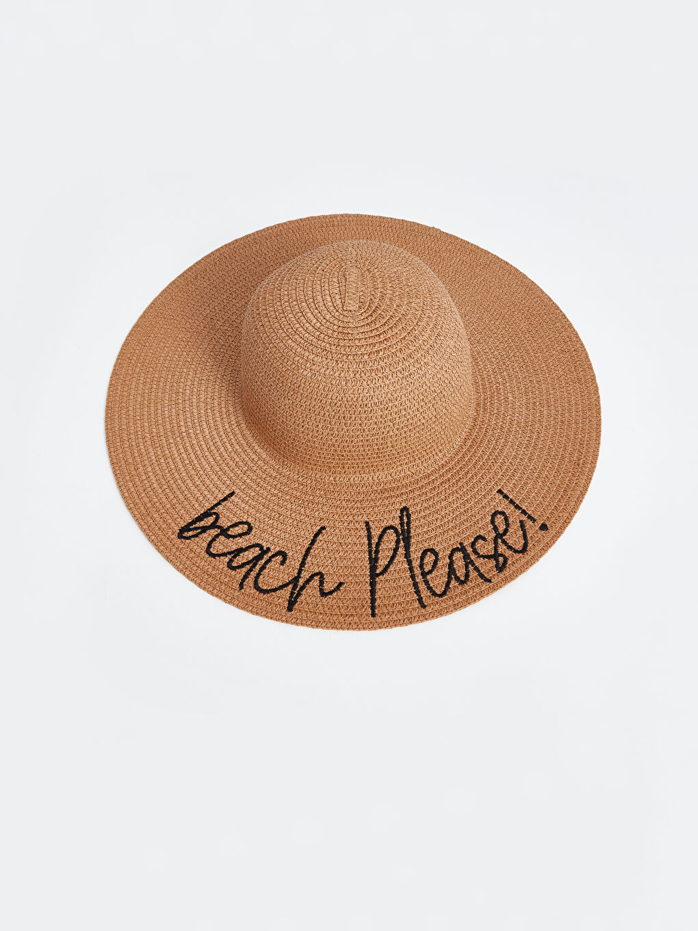 Kahverengi Nakışlı Kadın Hasır Fötr Şapka-1