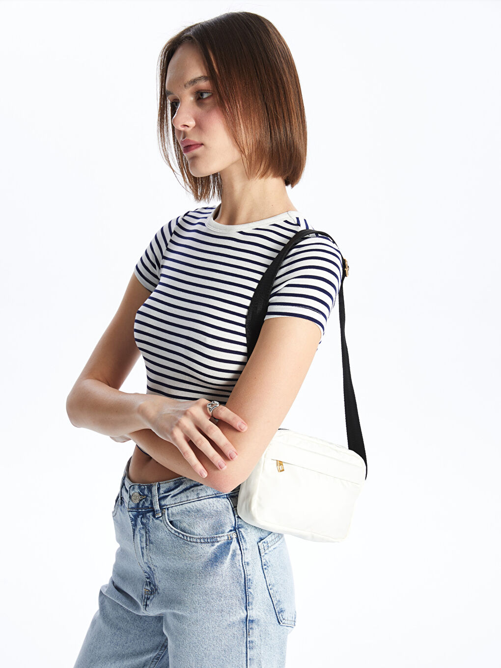 Ekru Ayarlanabilir Askılı Kadın Kol Çantası