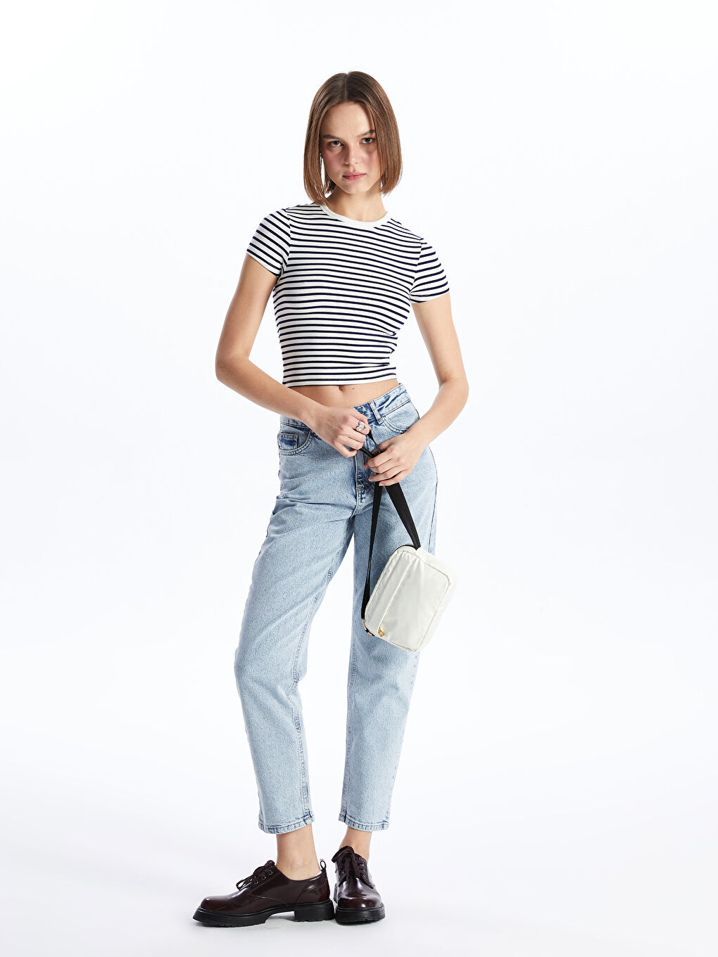 Ekru Ayarlanabilir Askılı Kadın Kol Çantası-1