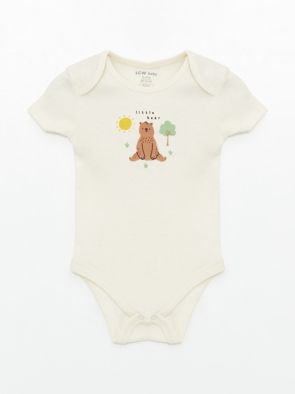 Ekru Bisiklet Yaka Baskılı Erkek Bebek Çıtçıtlı Body