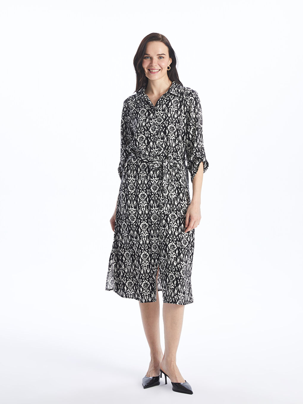 Patterned Women's Shirt Dress -S4HP53Z8-LQJ