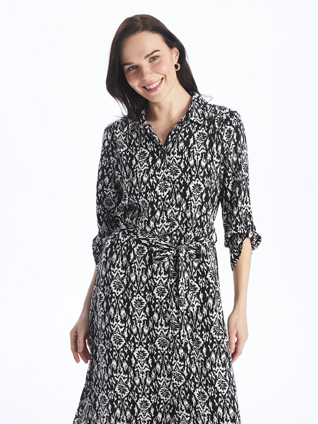 Patterned Women's Shirt Dress -S4HP53Z8-LQJ