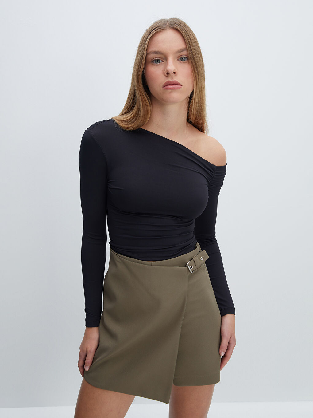 Boat Collar Straight Long Sleeve Women's T-Shirt -S4HP58Z8-CVL