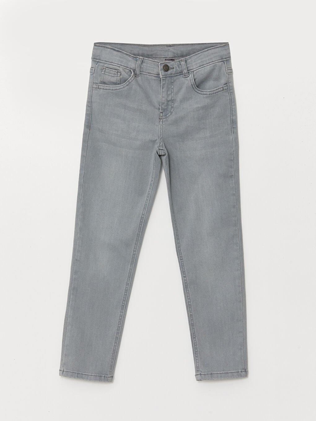 Gri Beli Ayarlanabilir Lastikli Erkek Çocuk Jean Pantolon