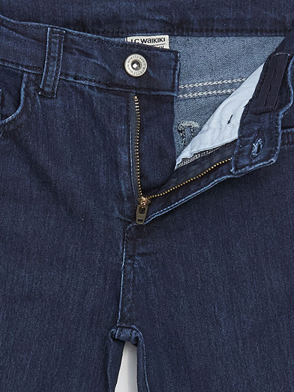 İndigo Beli Ayarlanabilir Lastikli Erkek Çocuk Jean Pantolon-2