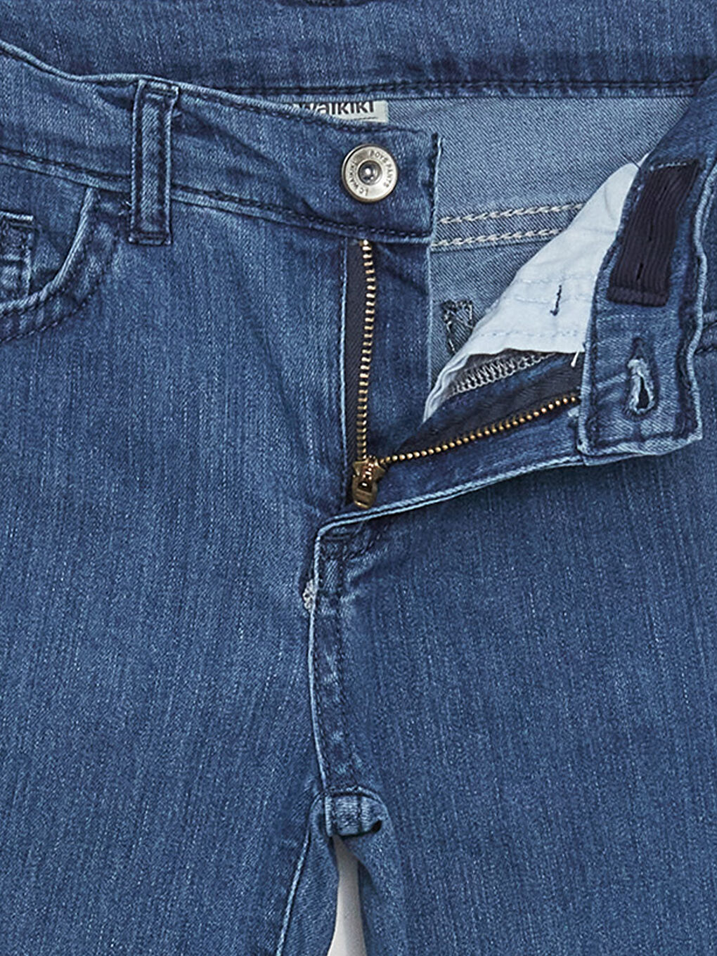 İndigo Beli Ayarlanabilir Lastikli Erkek Çocuk Jean Pantolon-2