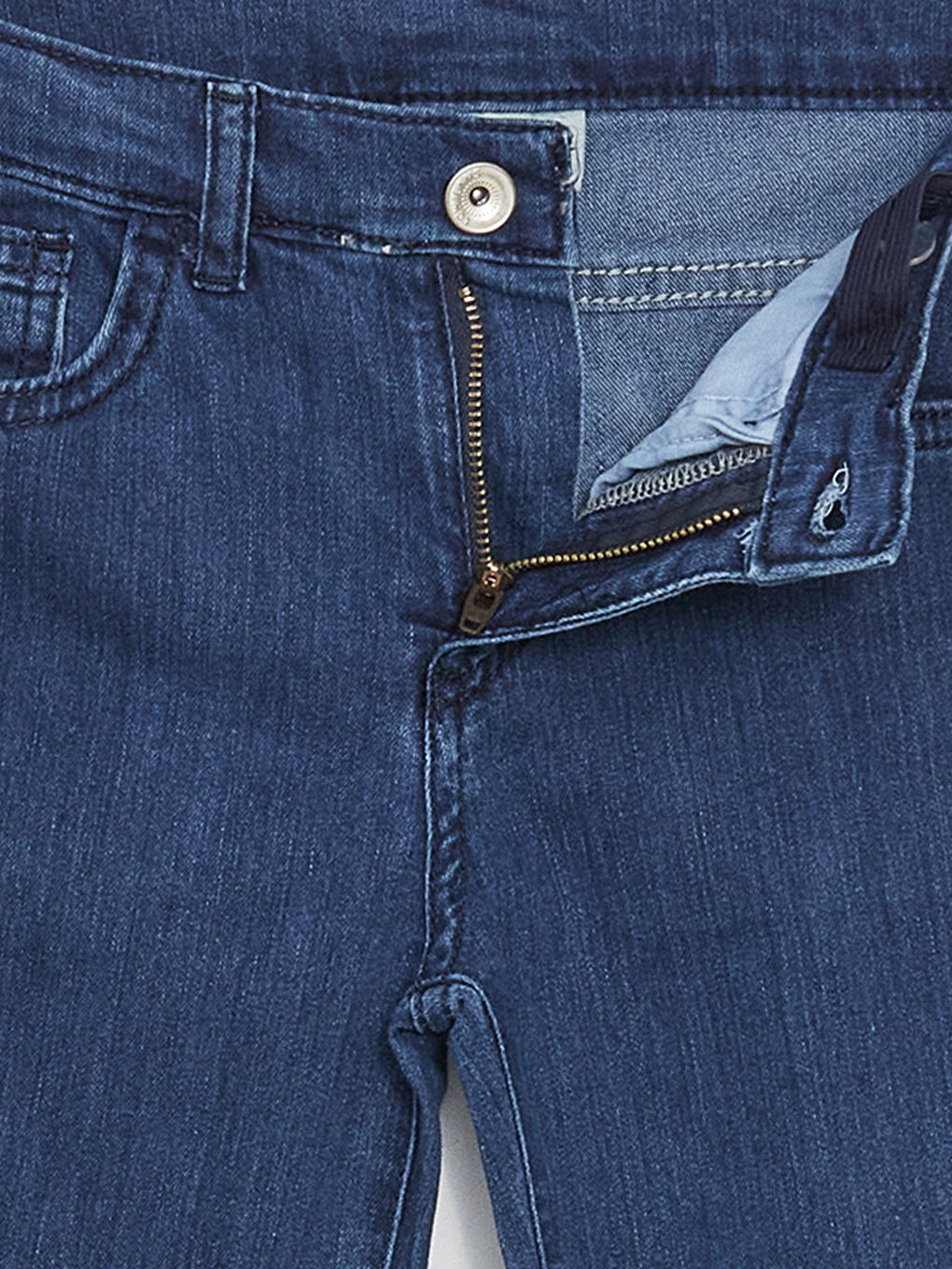 İndigo Beli Ayarlanabilir Lastikli Erkek Çocuk Jean Pantolon-2