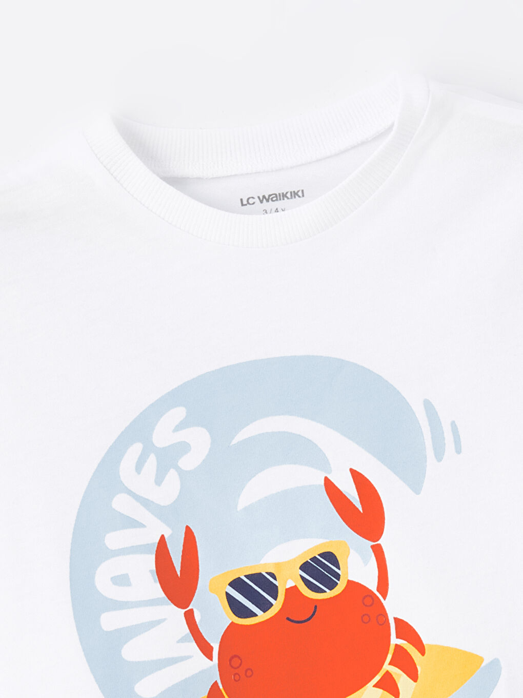 Beyaz Bisiklet Yaka Kısa Kollu Baskılı Erkek Bebek Tişört-3