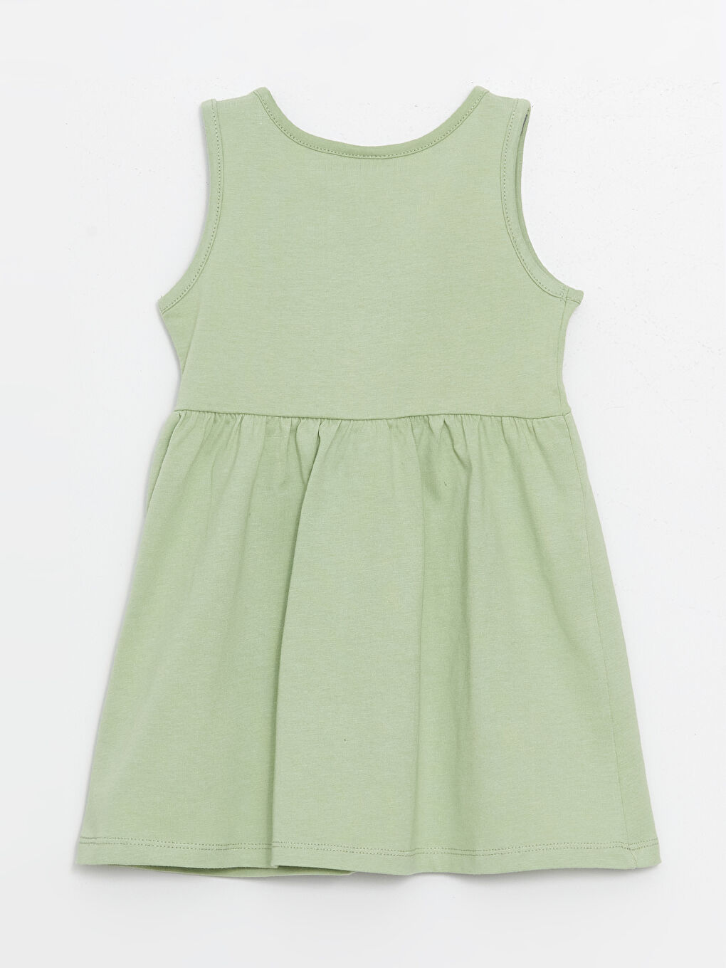 Yeşil Bisiklet Yaka Baskılı Kız Bebek Elbise-1