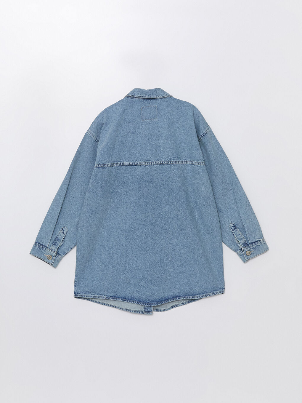 İndigo Gömlek Yaka Kadın Jean Ceket-7