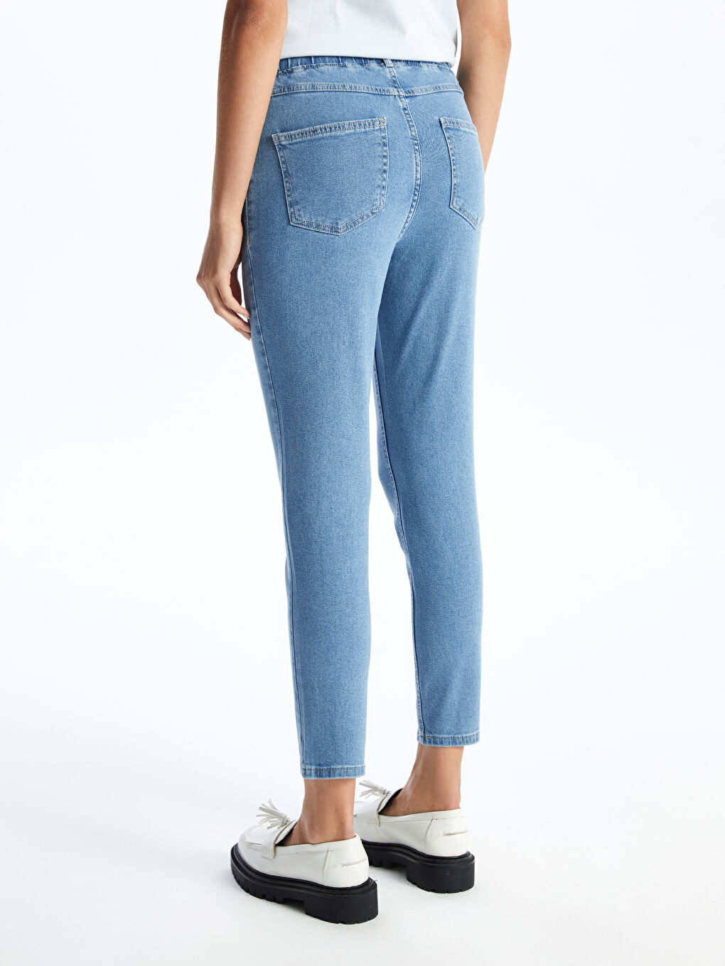 Slim Fit Women Jean Trousers With Elastic Waist -S4HQ93Z8-311