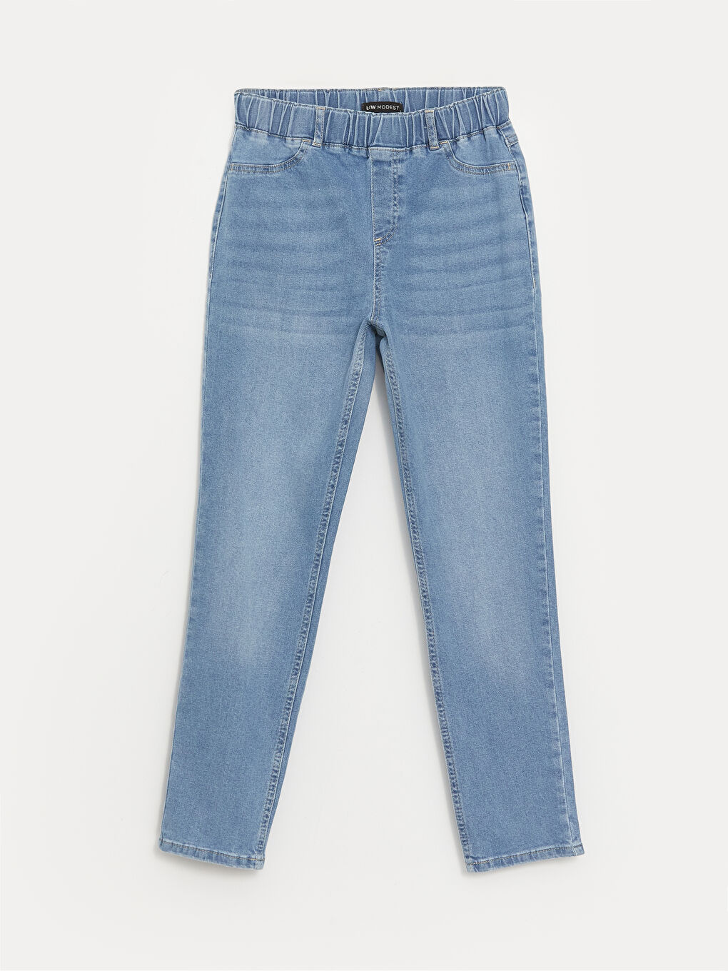 Slim Fit Women Jean Trousers With Elastic Waist -S4HQ93Z8-311