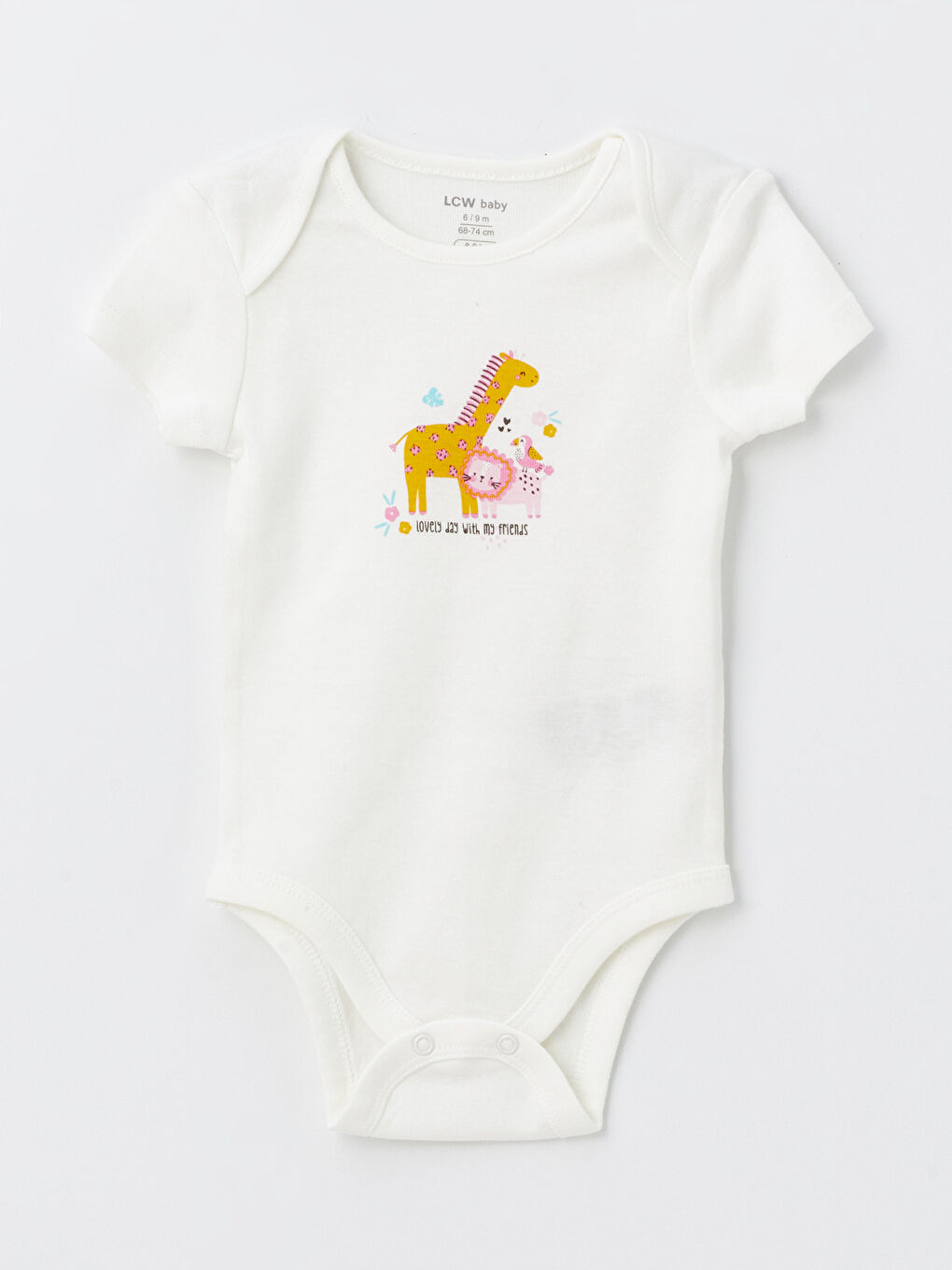 Ekru Kız Bebek Baskılı Çıtçıtlı Body