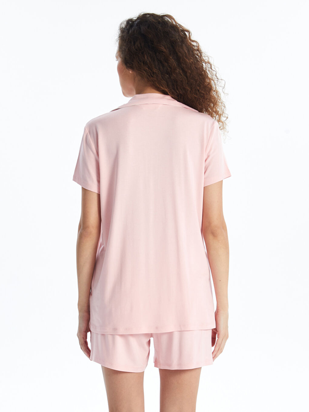 Shirt Collar Straight Short Sleeve Women Short Pajamas Set -S4HR61Z8-G1W