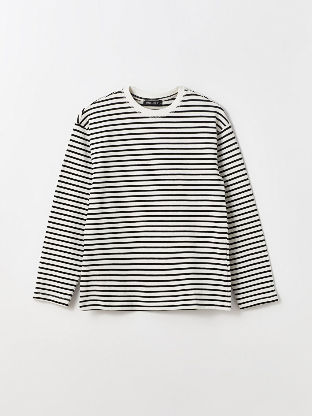 Crew Neck Striped Long Sleeve Women's T-shirt -S4HR77Z8-LEG