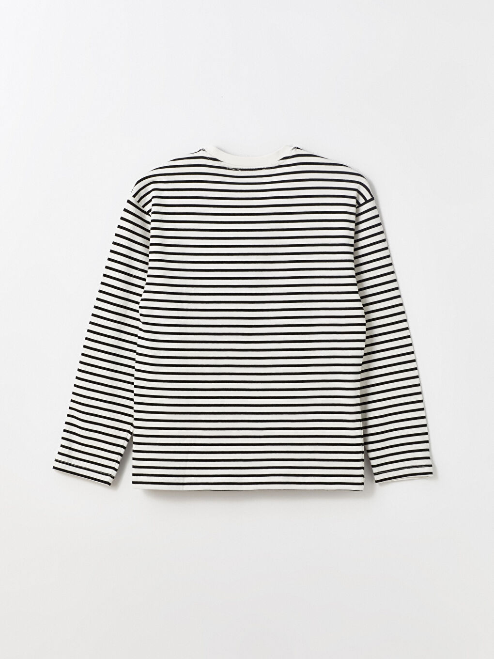 Crew Neck Striped Long Sleeve Women's T-shirt -S4HR77Z8-LEG