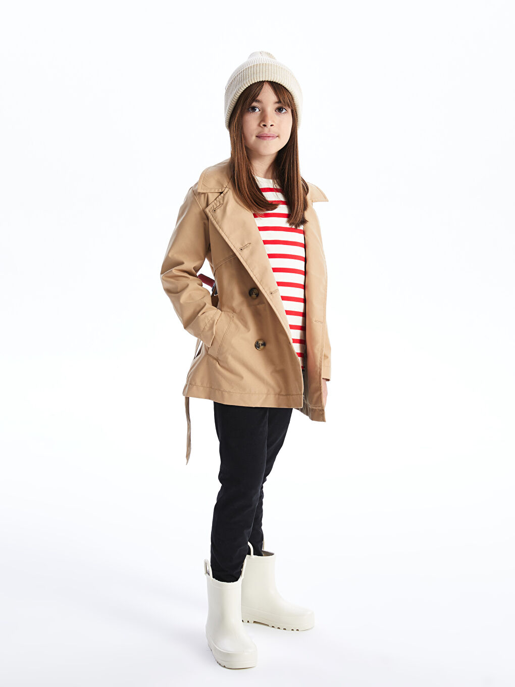 Siyah Beli Lastikli Basic Kız Çocuk Tayt-1