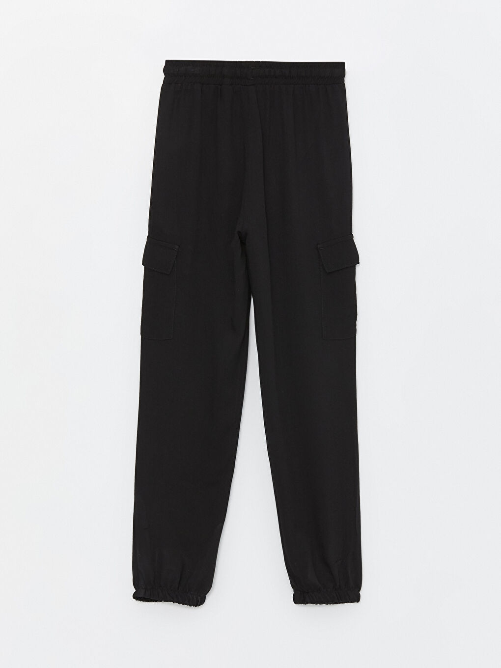 Siyah Beli Lastikli Kız Çocuk Kargo Jogger Pantolon-4