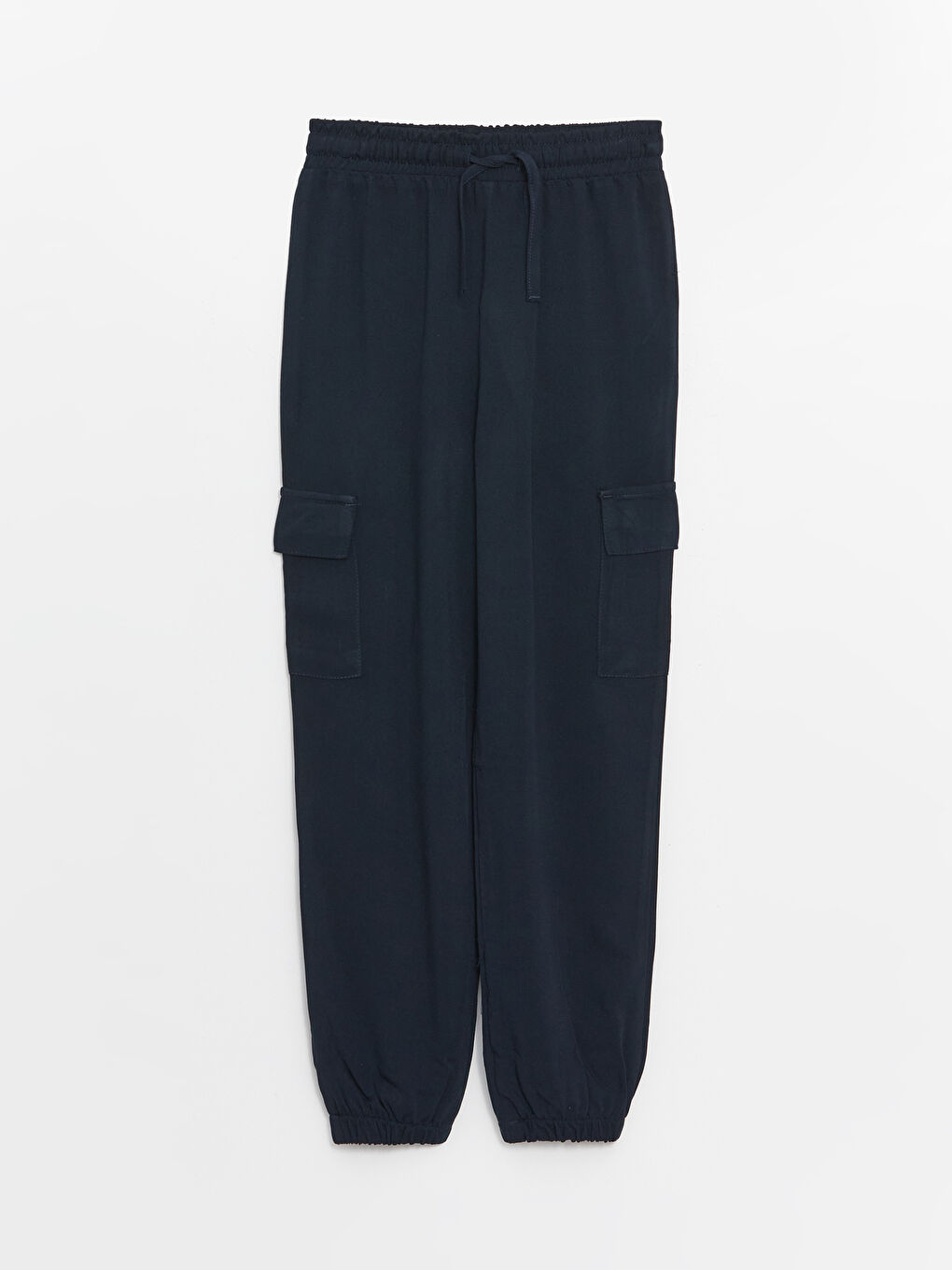 Lacivert Beli Lastikli Kız Çocuk Kargo Jogger Pantolon-2