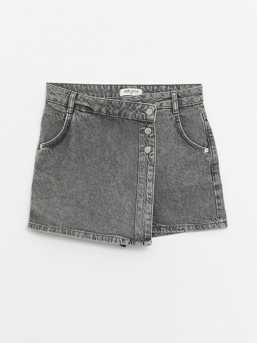 Women's Standard Fit Plain Jean Shorts Skirt -S4HS09Z8-GRD