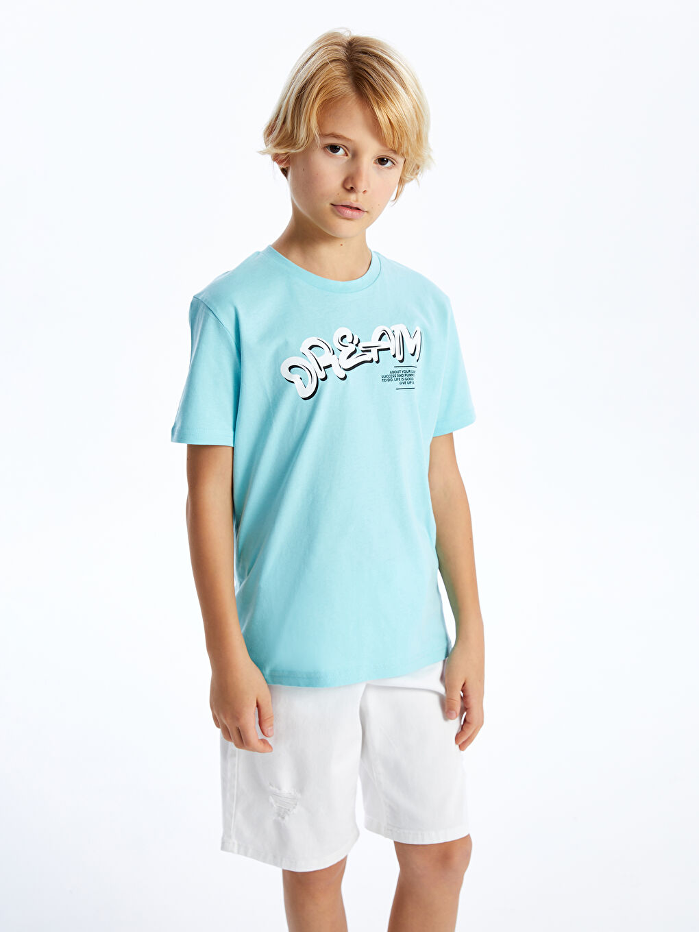 Crew Neck Printed Short Sleeve Boys' T-Shirt