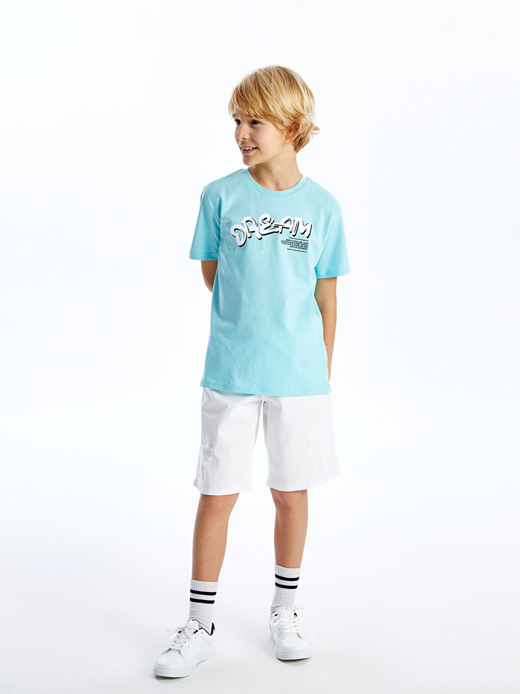 Crew Neck Printed Short Sleeve Boys' T-Shirt-1