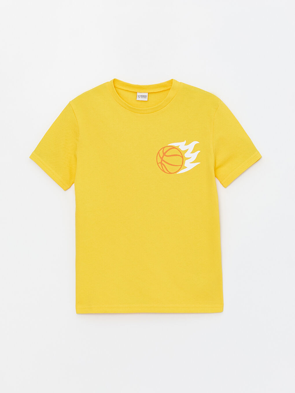 Sarı Bisiklet Yaka Baskılı Kısa Kollu Erkek Çocuk Tişört-2