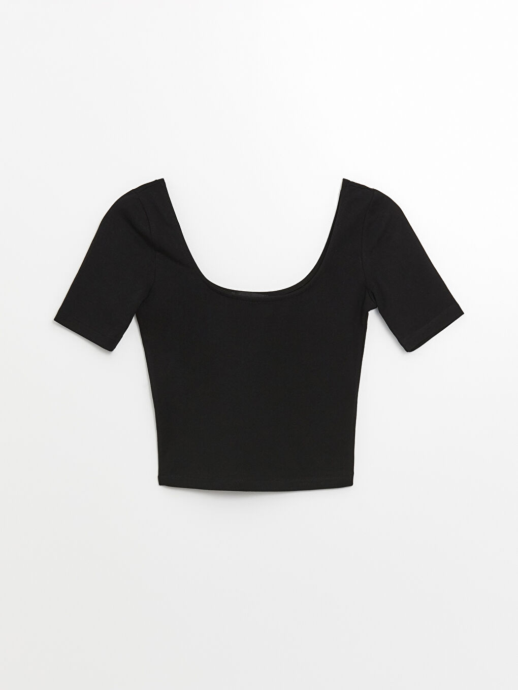 U-Neck Straight Short Sleeve Women's Crop -S4HS28Z8-CVL