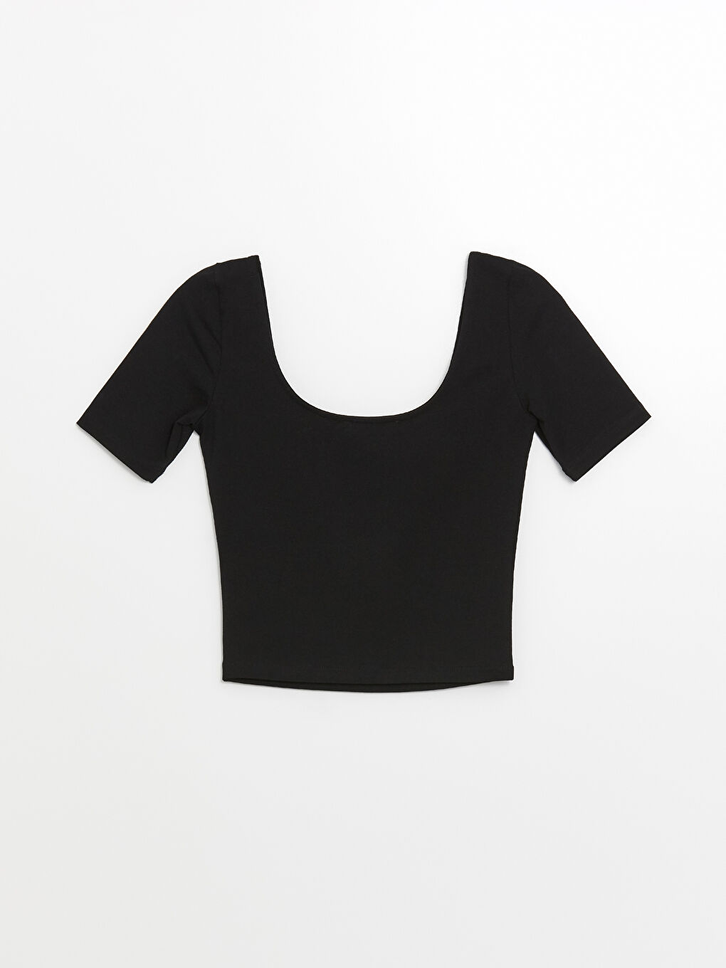 U-Neck Straight Short Sleeve Women's Crop -S4HS28Z8-CVL