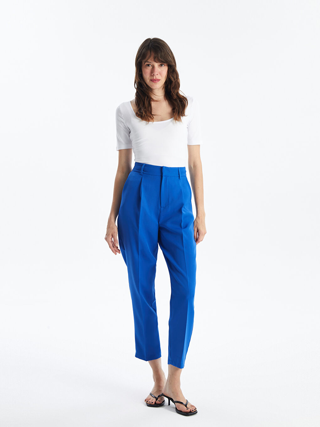 U-Neck Straight Short Sleeve Women's Crop -S4HS28Z8-Q6K