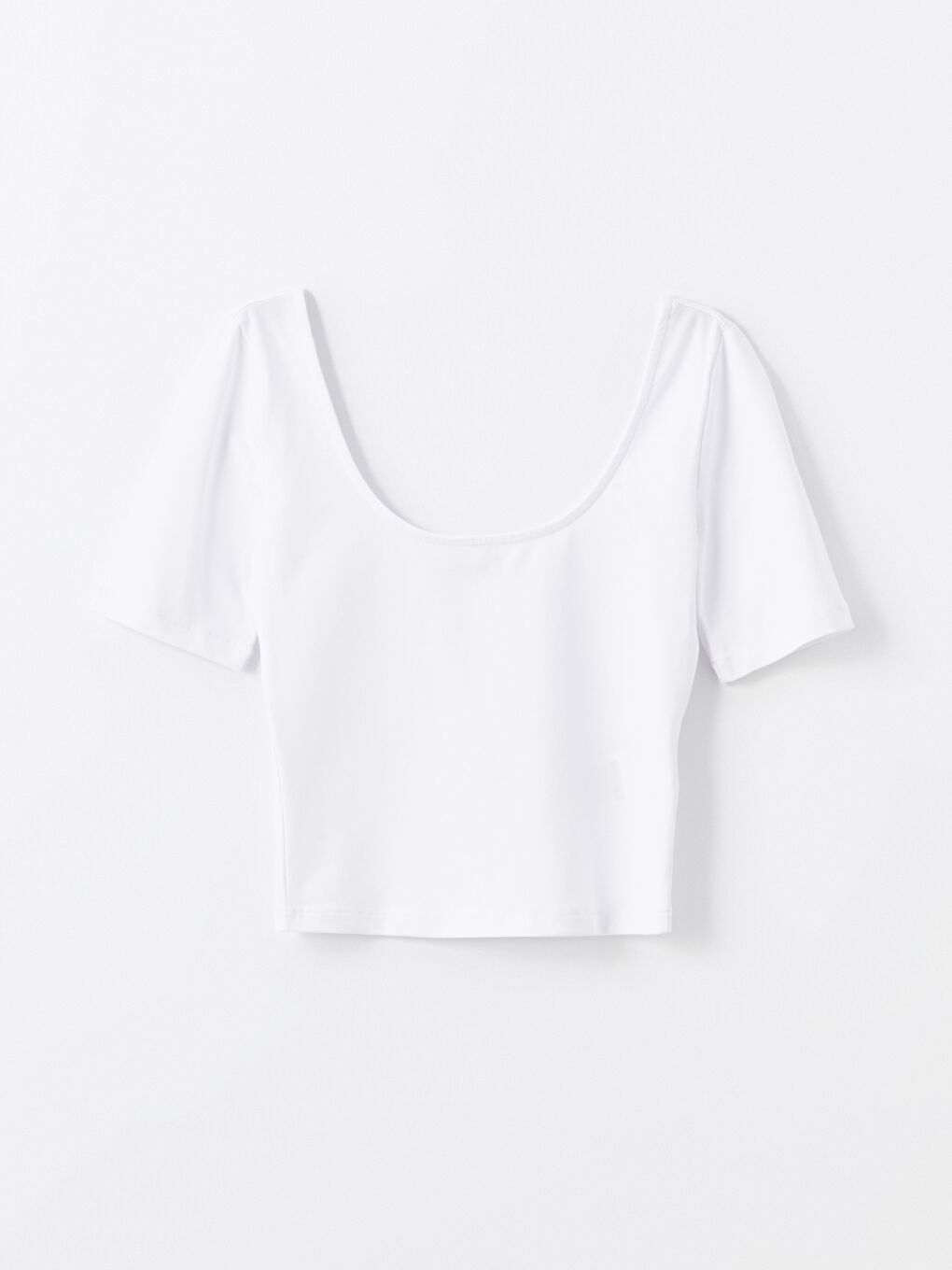 U-Neck Straight Short Sleeve Women's Crop -S4HS28Z8-Q6K