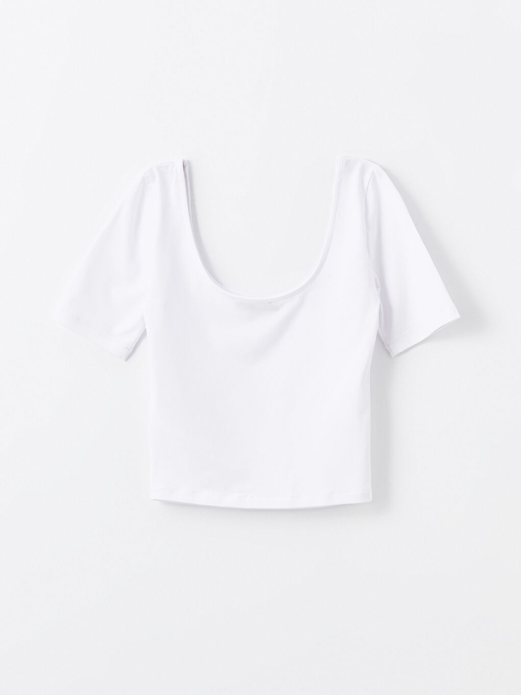 U-Neck Straight Short Sleeve Women's Crop -S4HS28Z8-Q6K