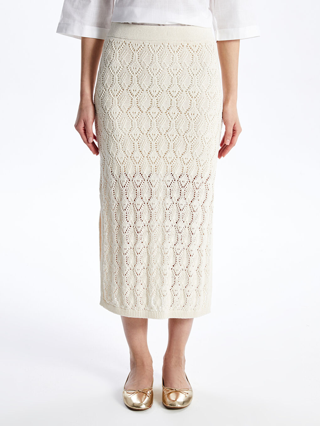 Self-patterned Women's Knitted Skirt with Elastic Waist -S4HS80Z8-R9J