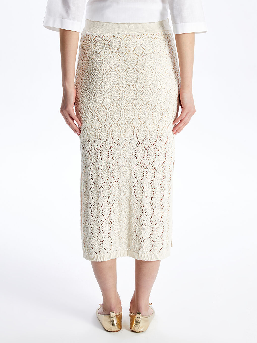 Self-patterned Women's Knitted Skirt with Elastic Waist -S4HS80Z8-R9J