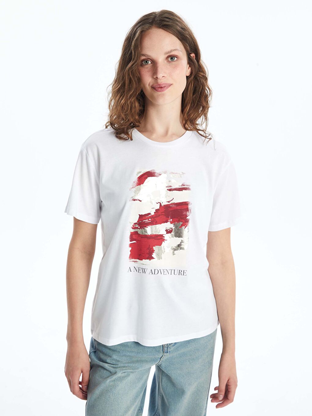LCW Vision Crew Neck Printed Short Sleeve Women's T-Shirt -S4HS85Z8-Q6K