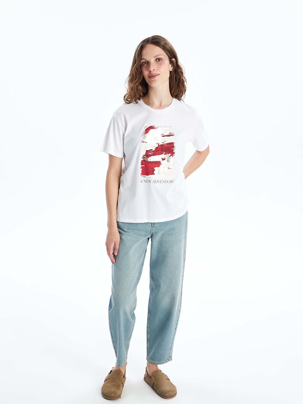 LCW Vision Crew Neck Printed Short Sleeve Women's T-Shirt -S4HS85Z8-Q6K