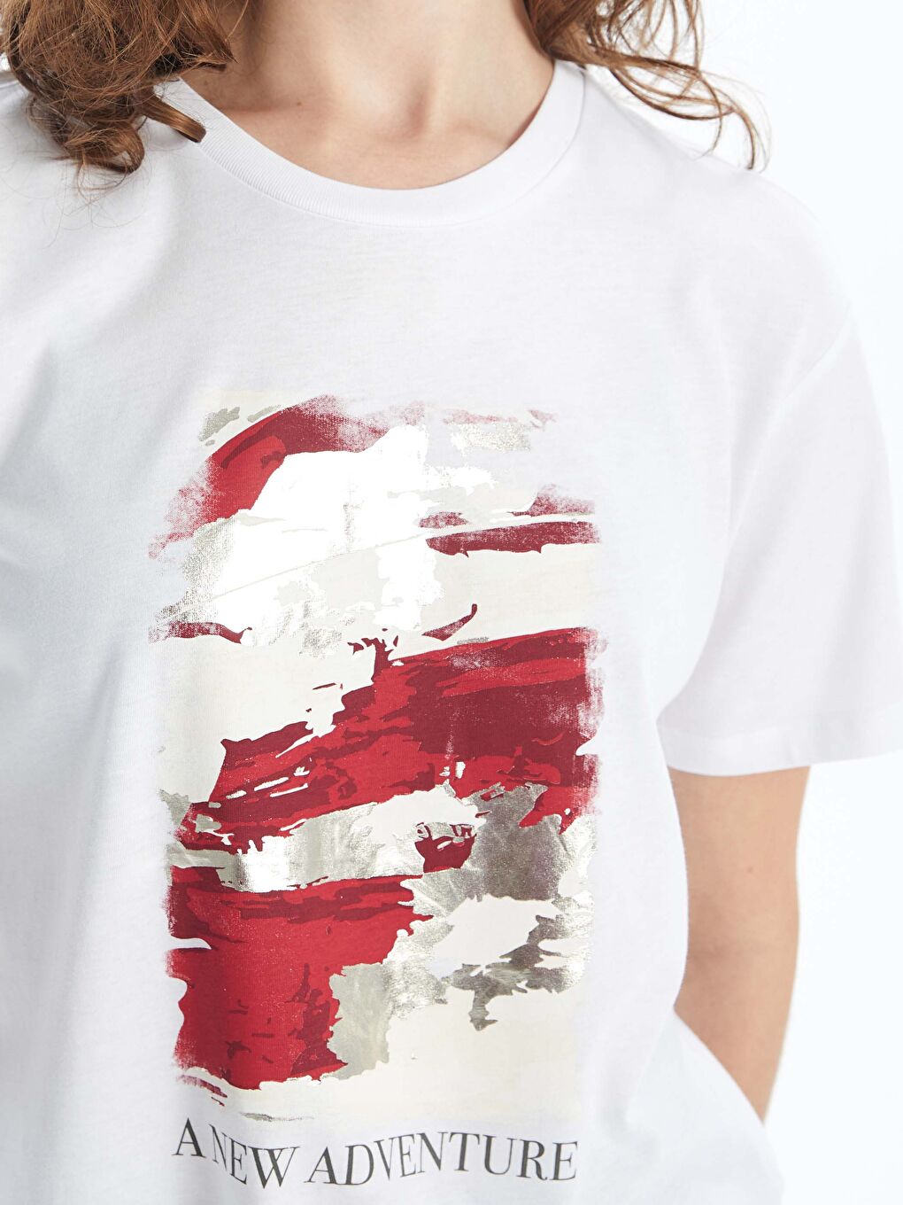 LCW Vision Crew Neck Printed Short Sleeve Women's T-Shirt -S4HS85Z8-Q6K