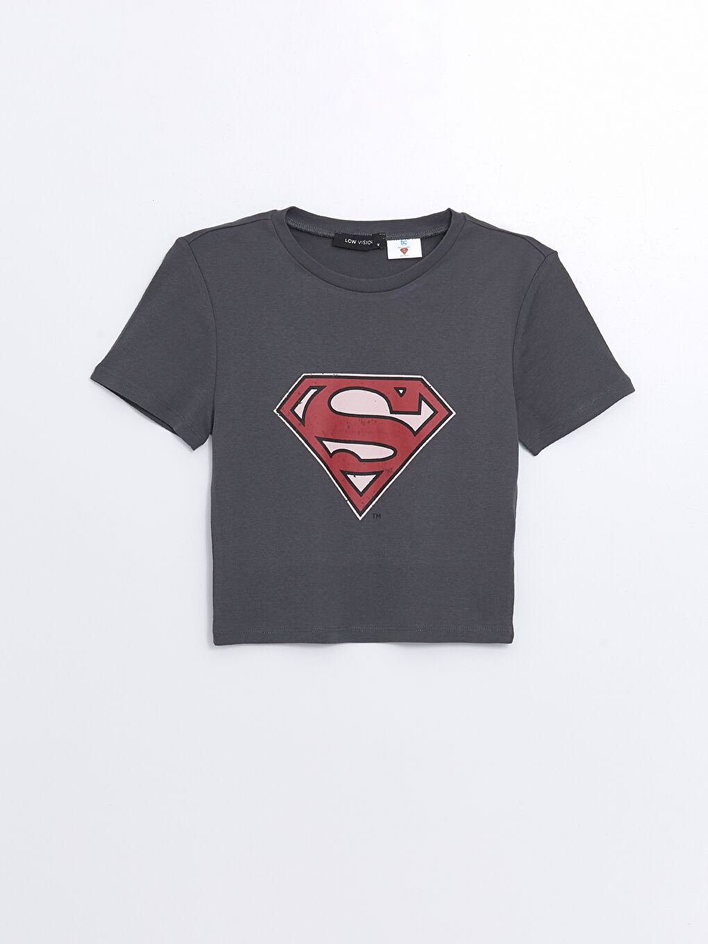 LC Waikiki Crew Neck Superman Printed Short Sleeve Women's Crop Top -S4HS86Z8-HGL
