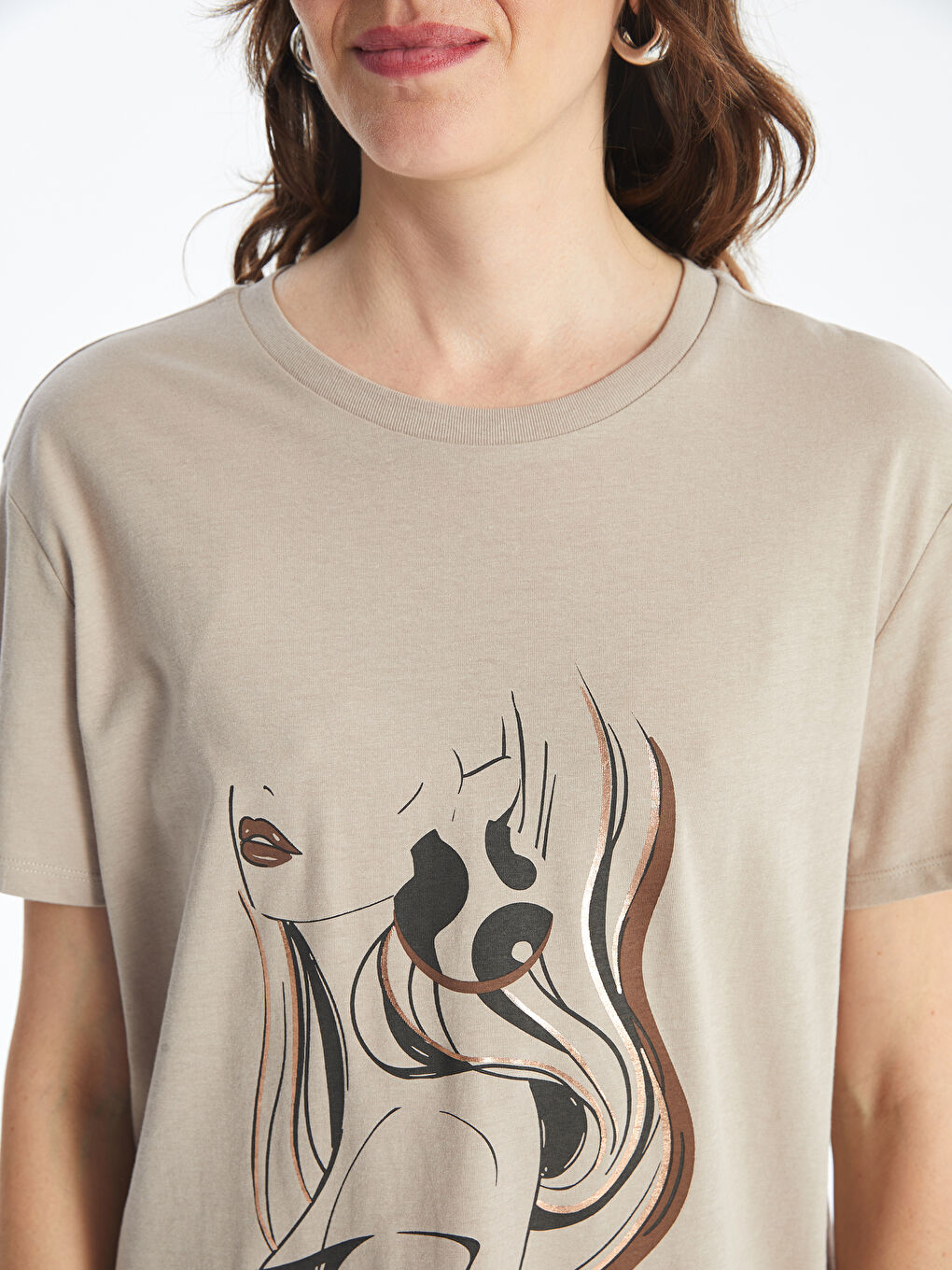 Crew Neck Printed Short Sleeve Women's T-Shirt-2