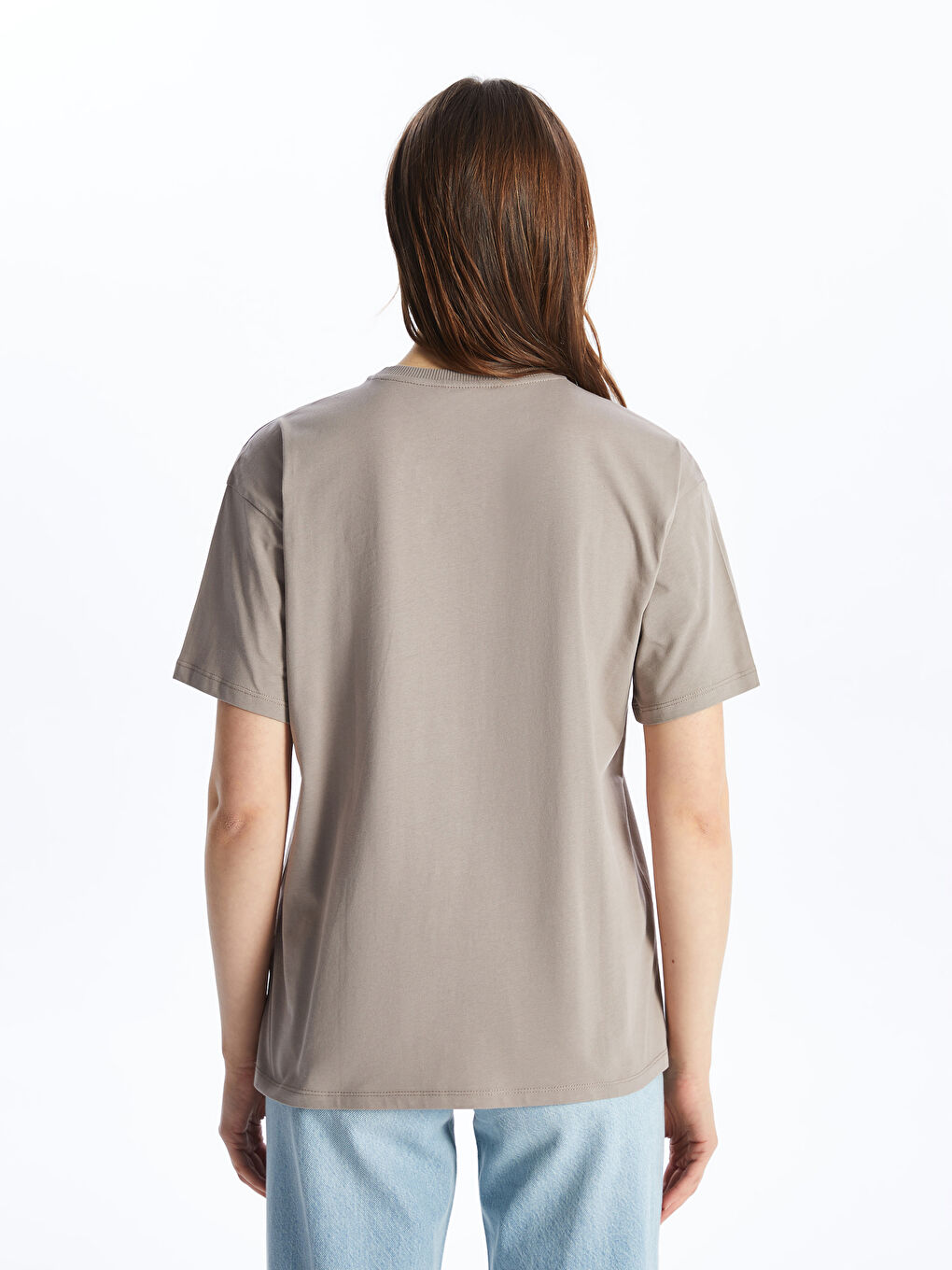Crew Neck Plain Short Sleeve Women's T-Shirt -S4HT30Z8-GRC