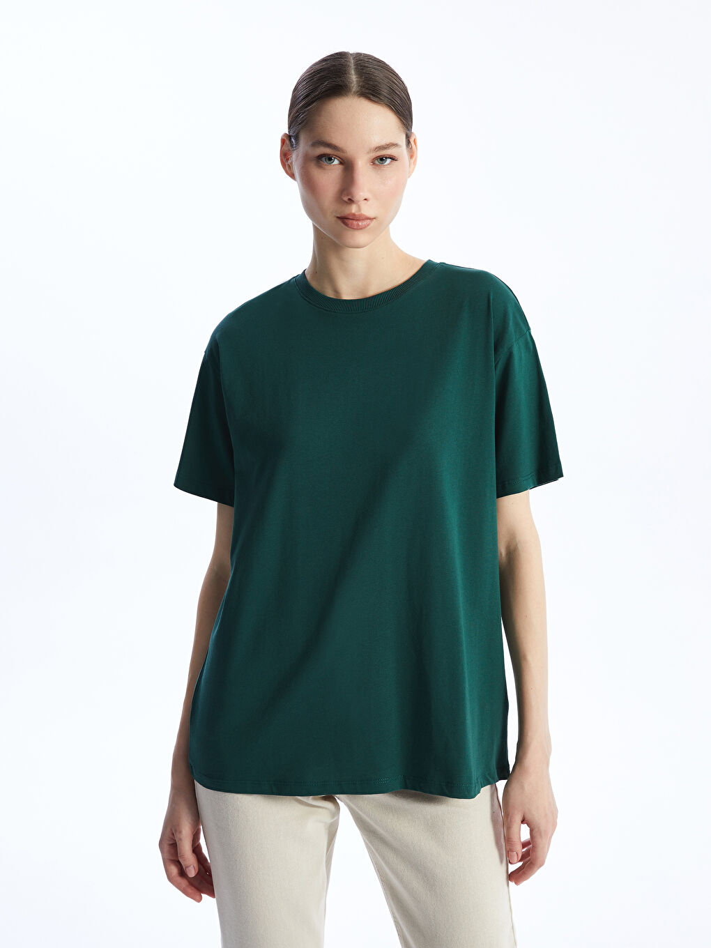 Crew Neck Regular Short Sleeve Women's T-shirt -S4HT30Z8-HPP