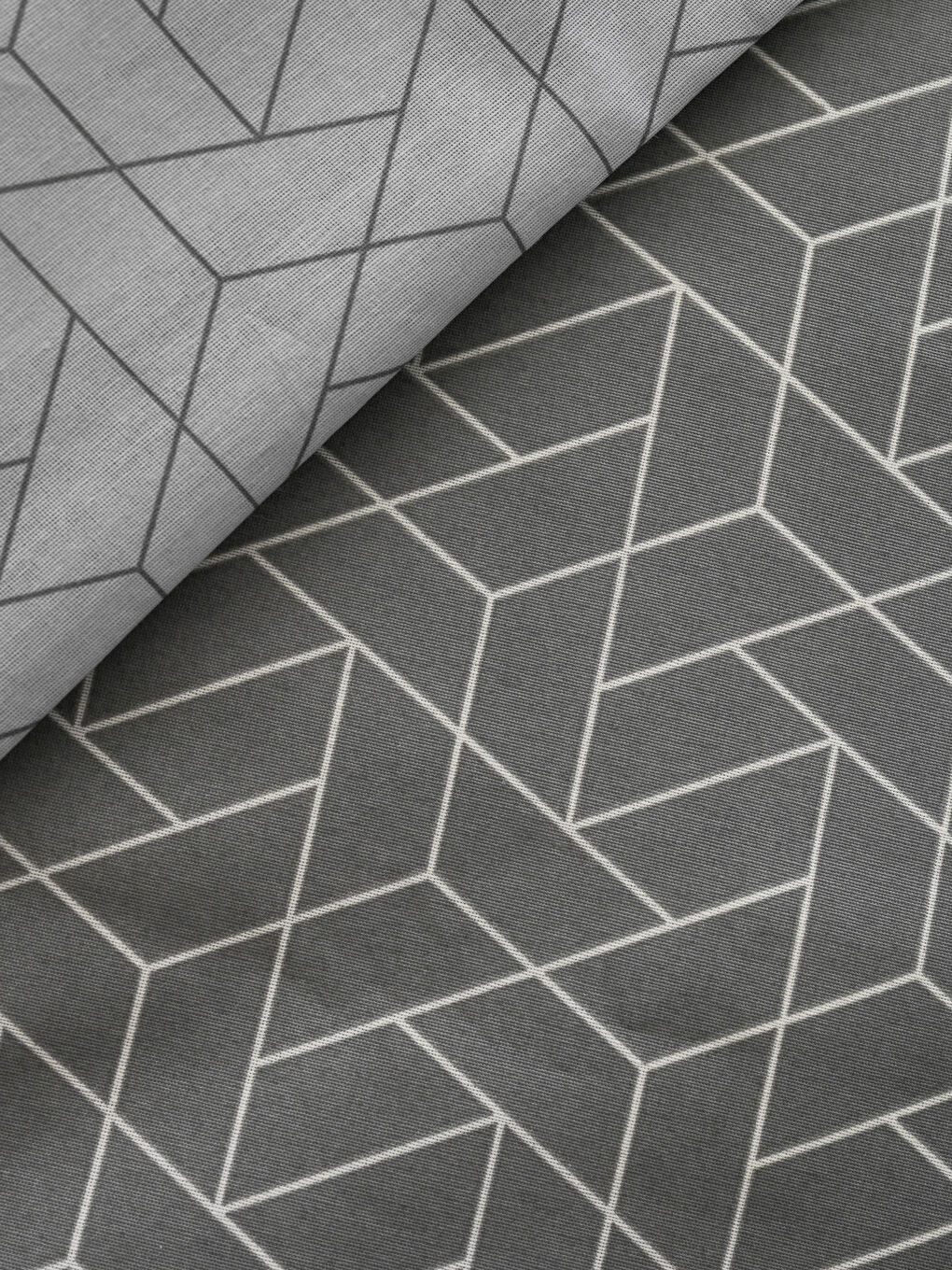 Gri Geometrik Desenli Yastık Kılıfı 2'li 50x70 cm-2