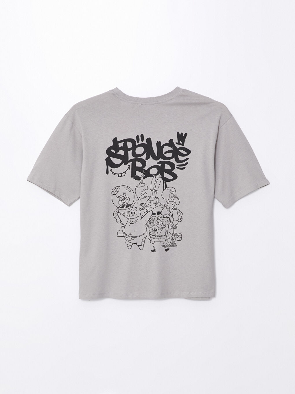 Crew Neck SpongeBob Printed Short Sleeve Oversize Women's T-Shirt -S4HT91Z8-GDP