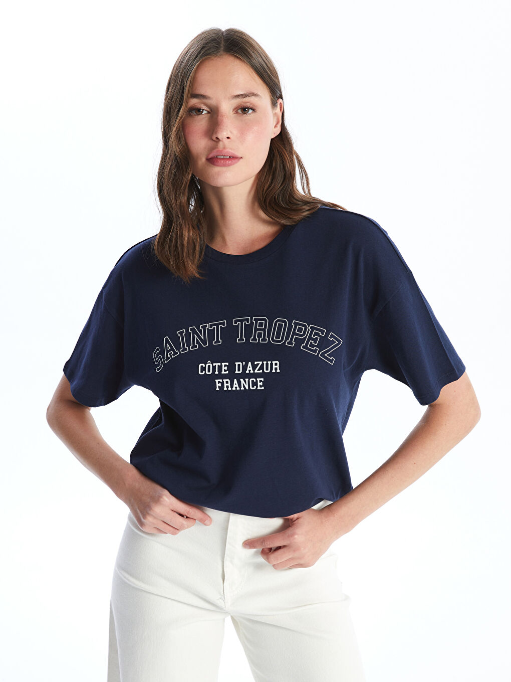 LCW Vision Crew Neck Printed Short Sleeve Women's T-Shirt -S4HU01Z8-HFH
