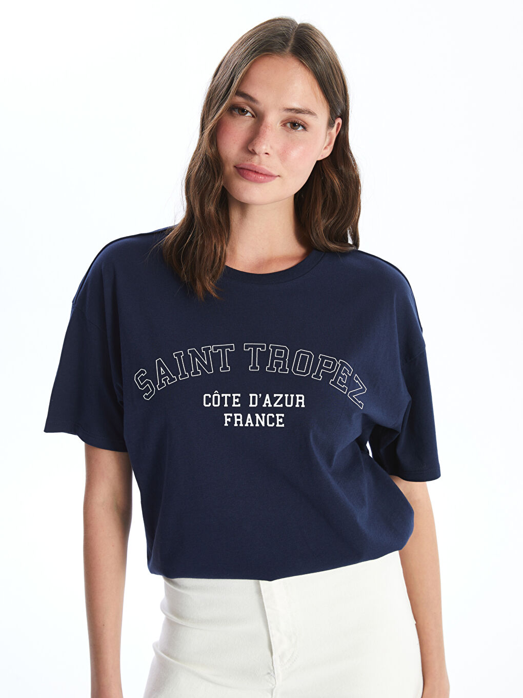 LCW Vision Crew Neck Printed Short Sleeve Women's T-Shirt -S4HU01Z8-HFH