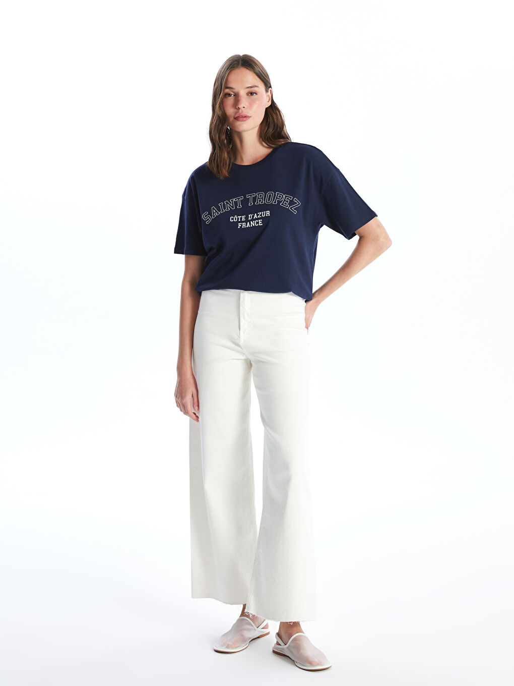 LCW Vision Crew Neck Printed Short Sleeve Women's T-Shirt -S4HU01Z8-HFH