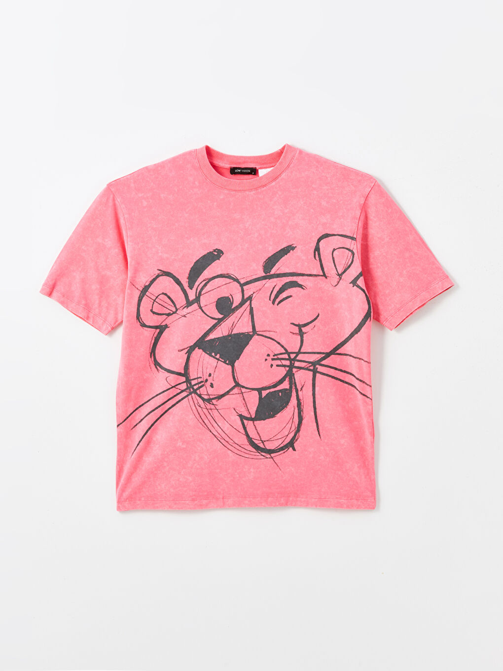 Crew Neck Pink Panther Printed Short-Sleeve Oversized Women's T-Shirt -S4HU03Z8-GSY