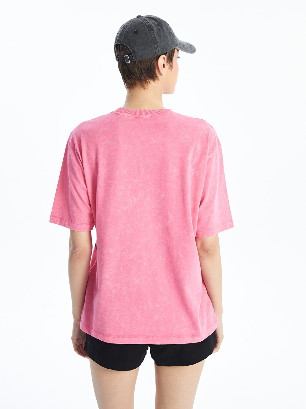 Crew Neck Pink Panther Printed Short-Sleeve Oversized Women's T-Shirt -S4HU03Z8-GSY