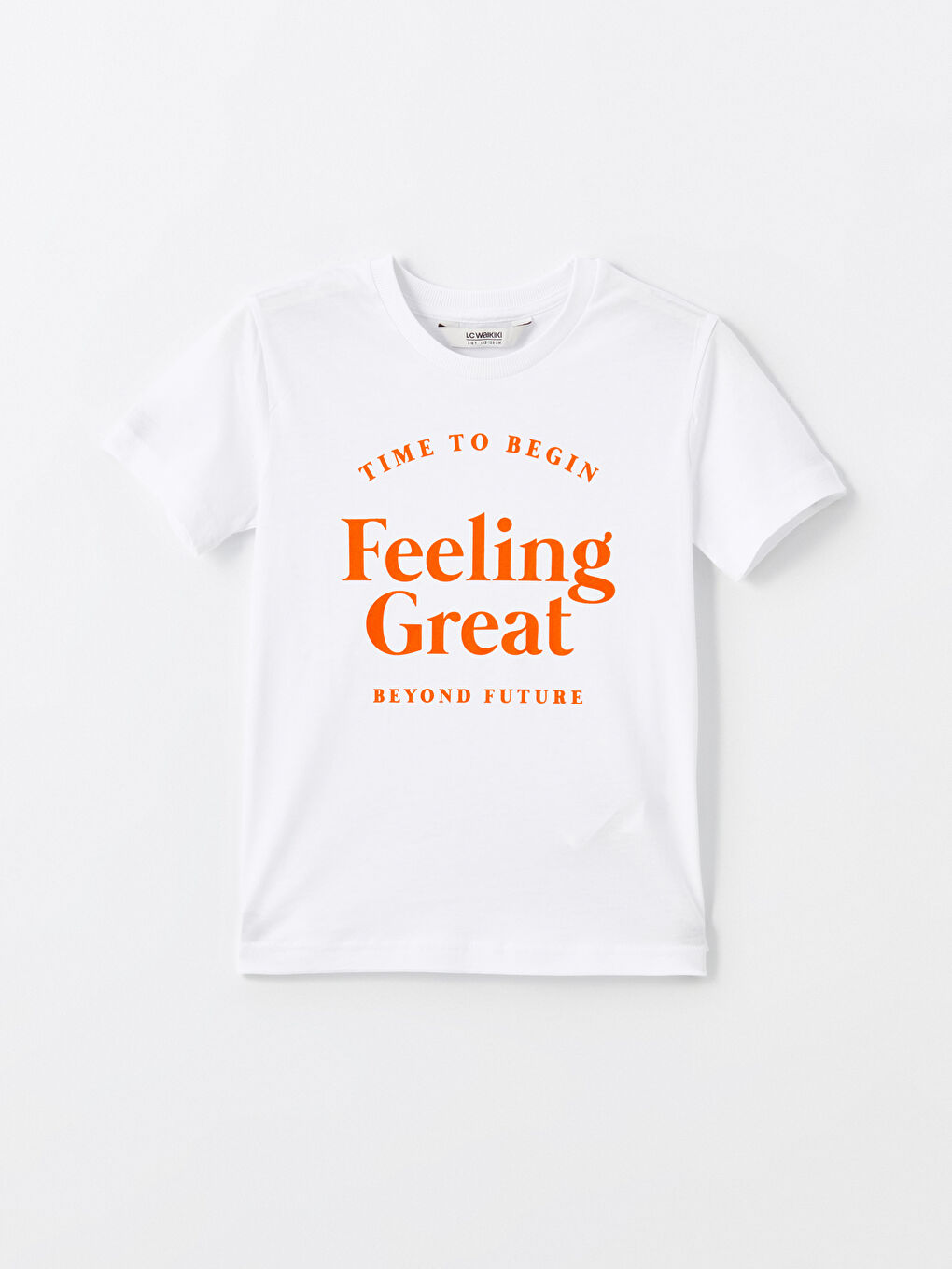 Beyaz Bisiklet Yaka Baskılı Kısa Kollu Erkek Çocuk Tişört